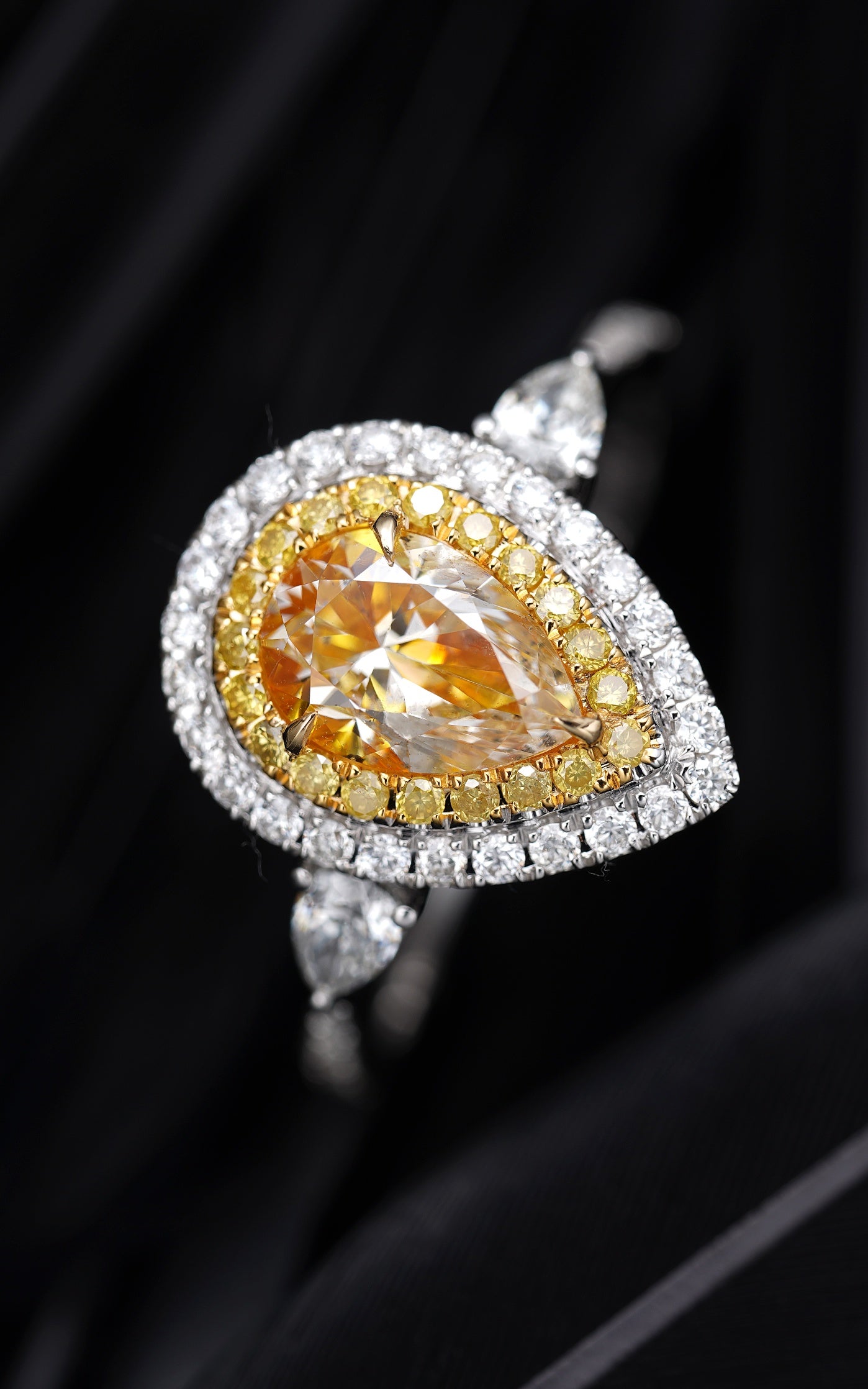 Exquisite Diamond Drop Ring - Jewelry Collection - Yellow Diamond Ring