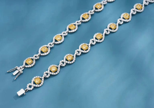 Exquisite Diamond Eight-Character Bracelet - Premium Jewelry - Yellow Diamond Bracelet