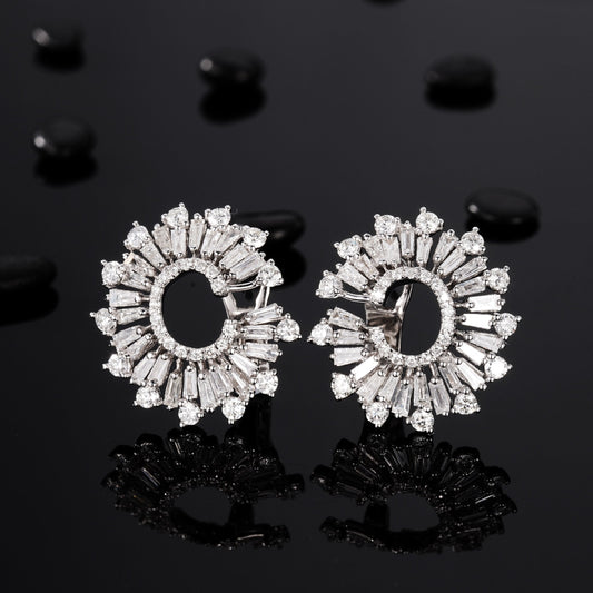 Exquisite Diamond Jewelry: Round Earrings with Accent Stones - Jeweler.Jewelry