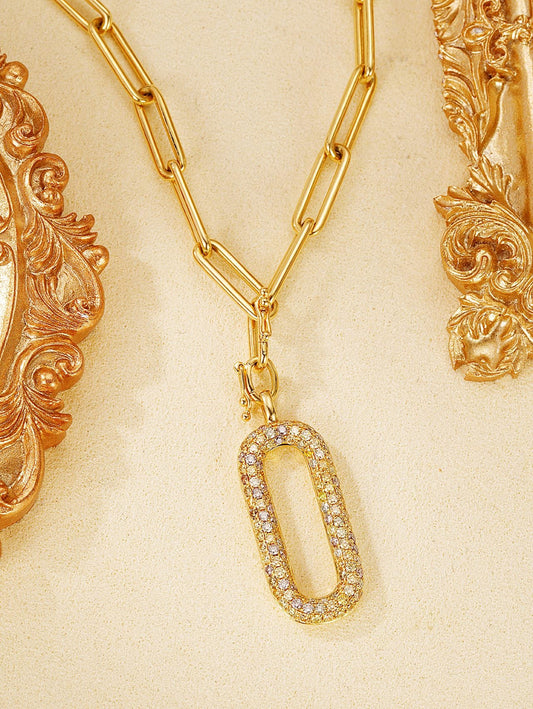 Exquisite Diamond Roman Grid Pendant Necklace - Luxury Jewelry - Yellow Diamond Chain