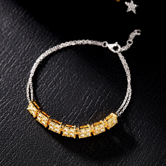 Exquisite Diamond Seven-Stone Tianzi Bracelet - Luxury Jewelry - Yellow Diamond Bracelet