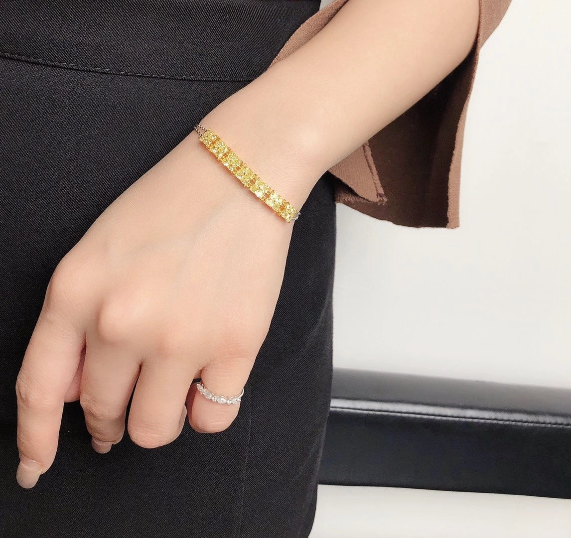 Exquisite Diamond Seven-Stone Tianzi Bracelet - Luxury Jewelry - Yellow Diamond Bracelet