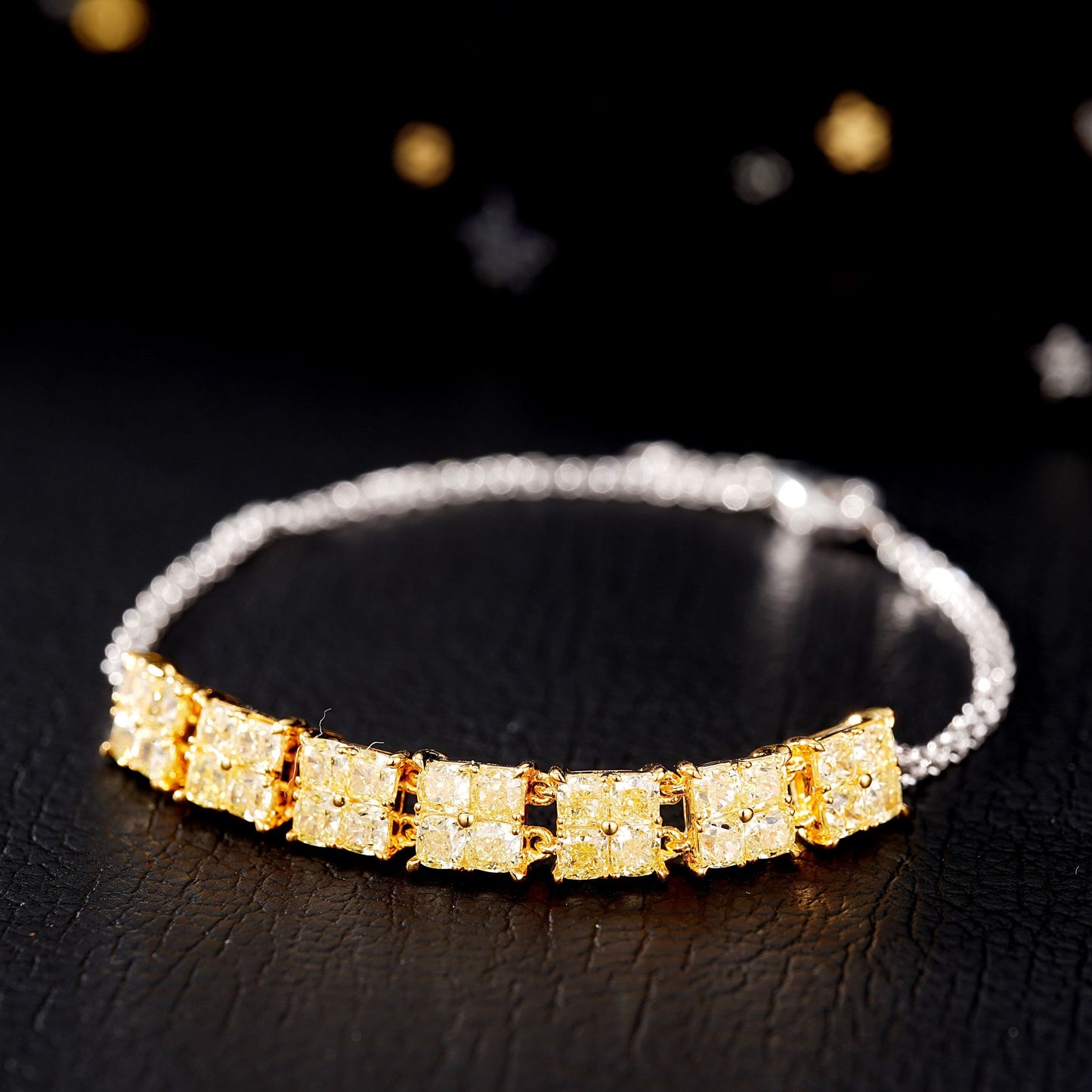 Exquisite Diamond Seven-Stone Tianzi Bracelet - Luxury Jewelry - Yellow Diamond Bracelet