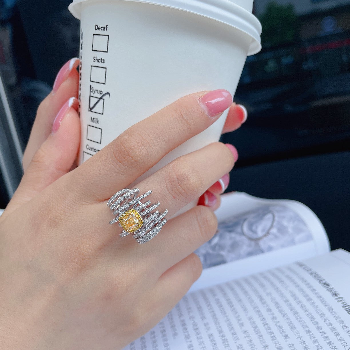 Exquisite Diamond Thread Ring - Premium Jewelry Collection - Yellow Diamond Ring