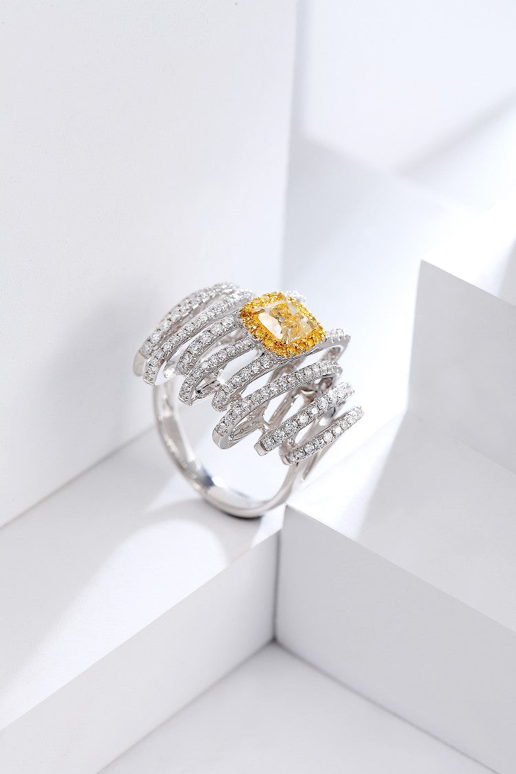 Exquisite Diamond Thread Ring - Premium Jewelry Collection - Yellow Diamond Ring