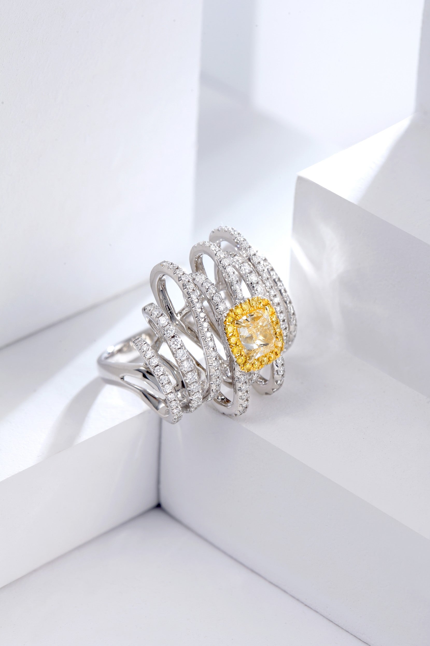 Exquisite Diamond Thread Ring - Premium Jewelry Collection - Yellow Diamond Ring