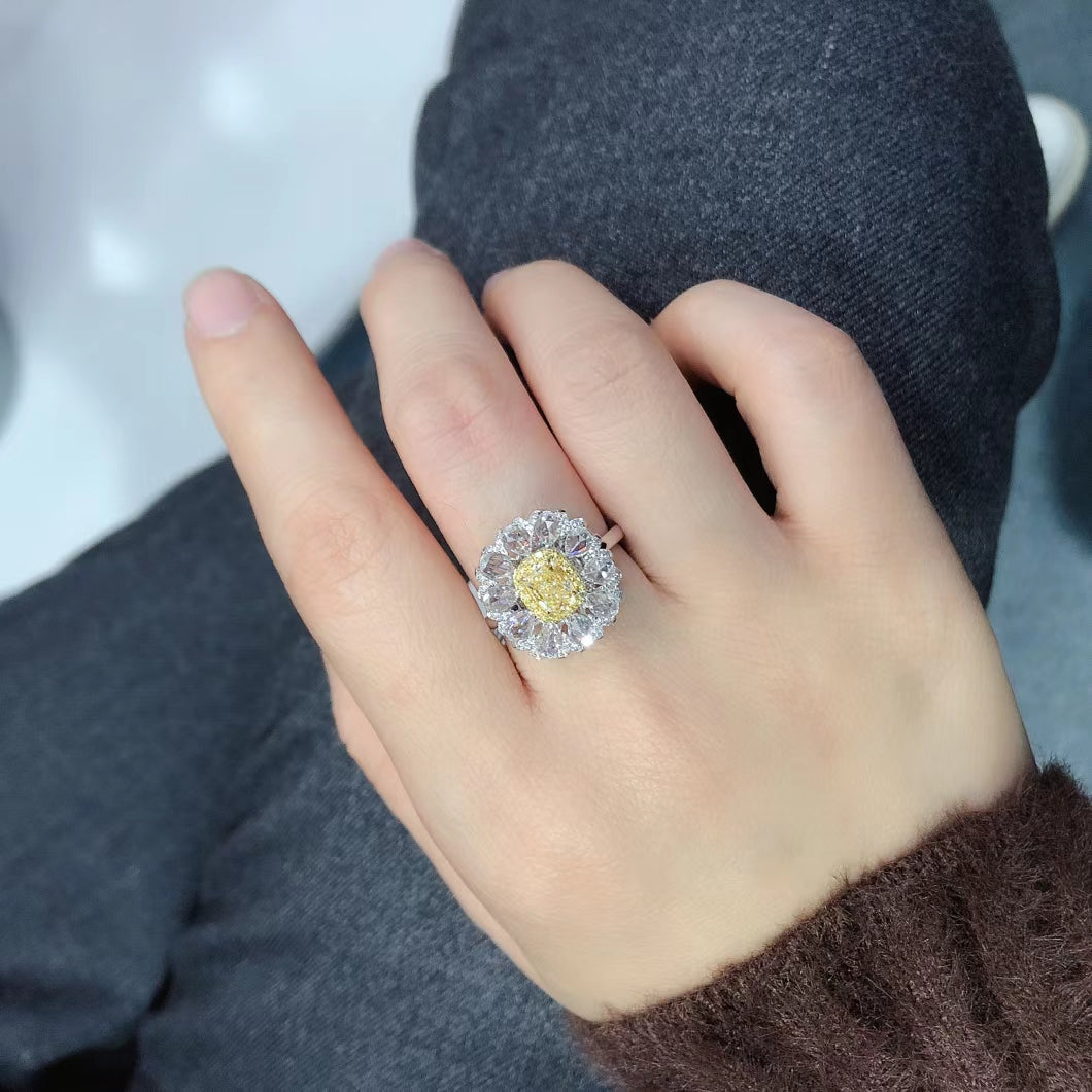 Exquisite Diamond Yellow Rose Cutwater Drop Ring - Luxury Jewelry - Yellow Diamond Ring