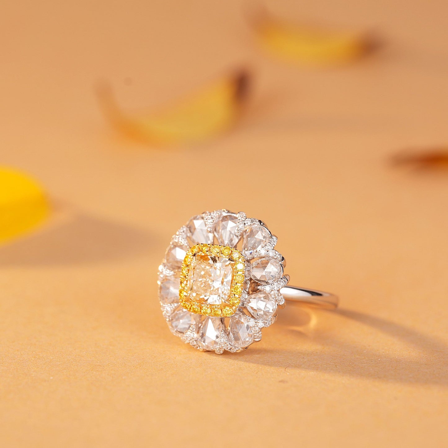 Exquisite Diamond Yellow Rose Cutwater Drop Ring - Luxury Jewelry - Yellow Diamond Ring