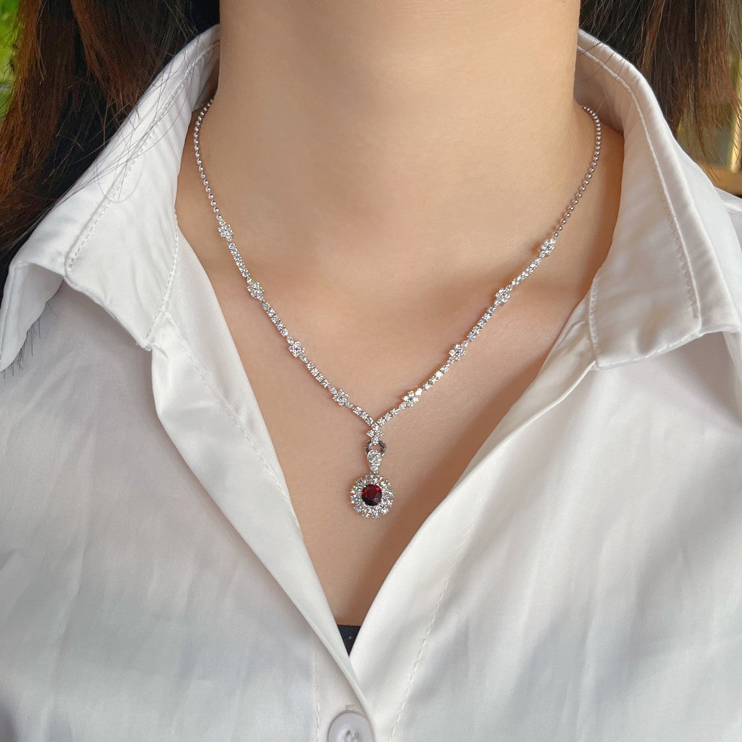 Exquisite Double Drop Pendant Necklace in Jewelry Collection - White Diamond Necklace