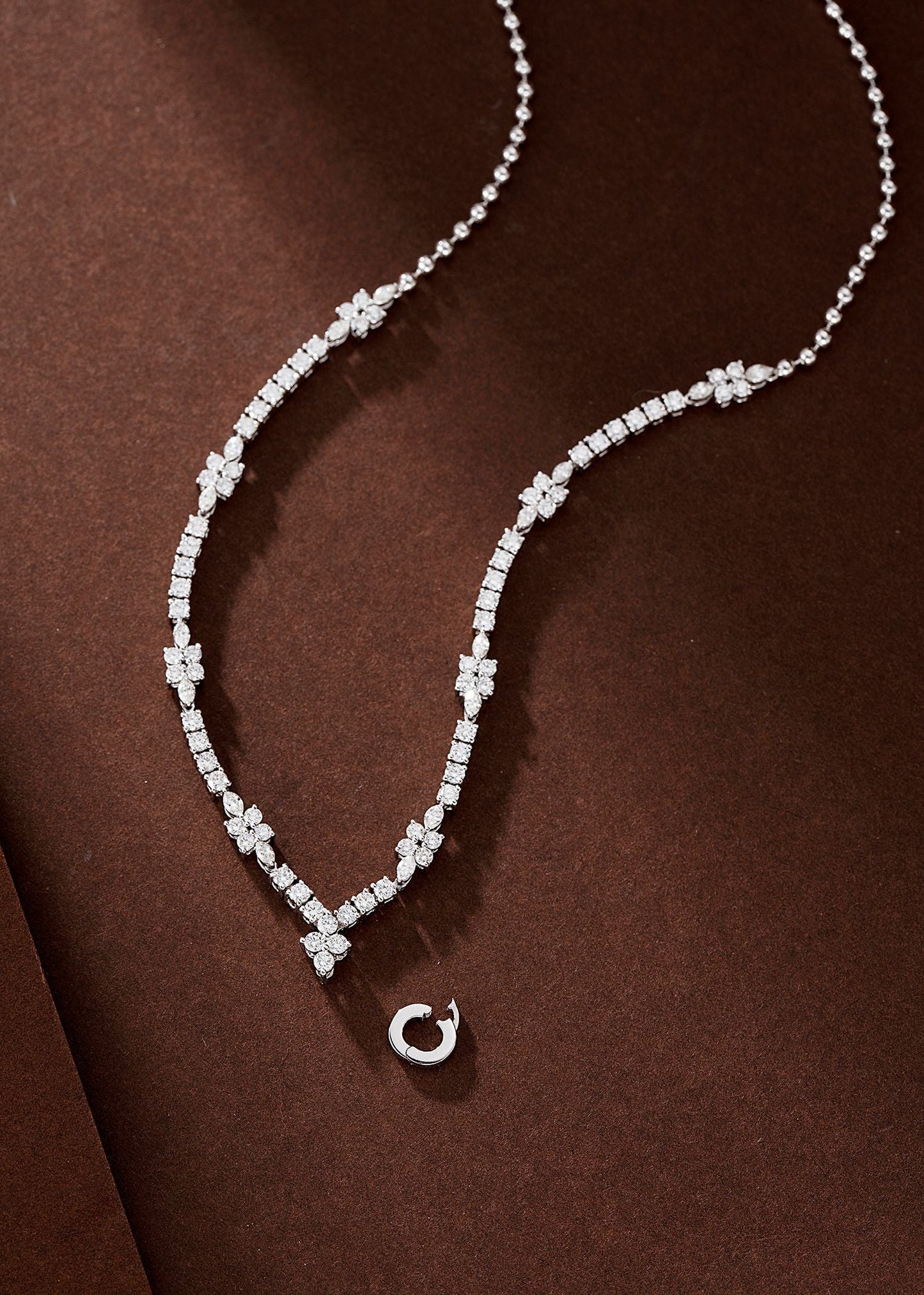 Exquisite Double Drop Pendant Necklace in Jewelry Collection - White Diamond Necklace