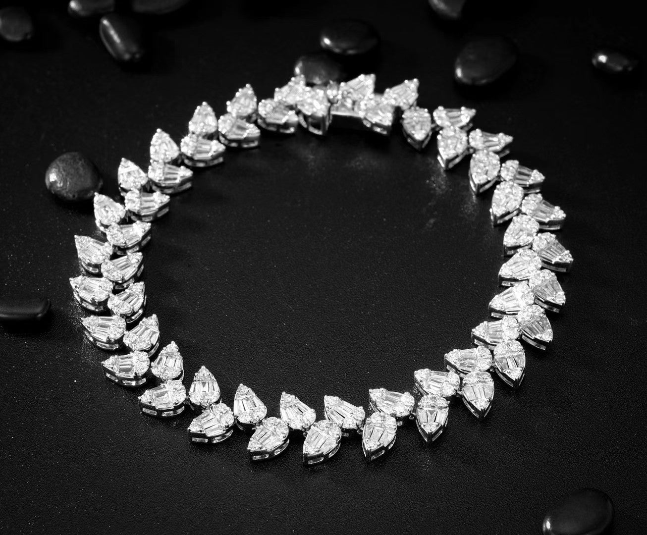 Exquisite Double-Drop Waterfall Bracelet in Jewelry Collection - White Diamond Bracelet