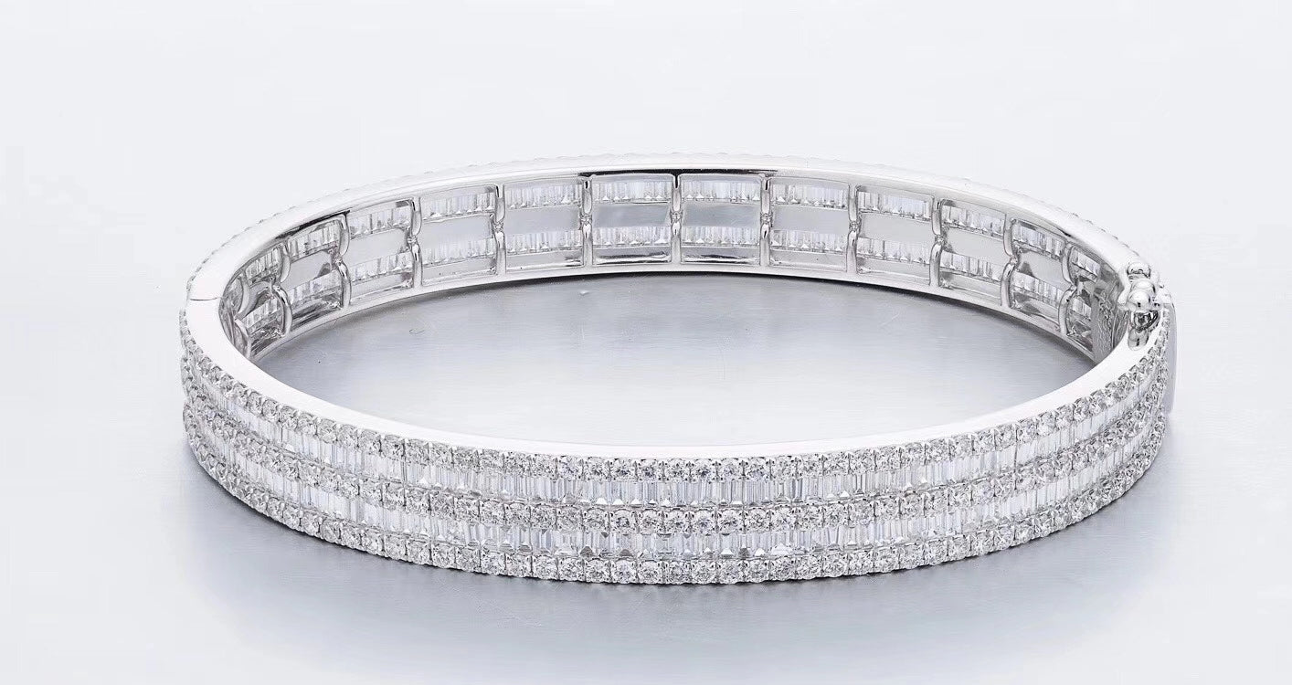 Exquisite Double Row T-Square Bracelet - Premium Jewelry - White Diamond Bracelet