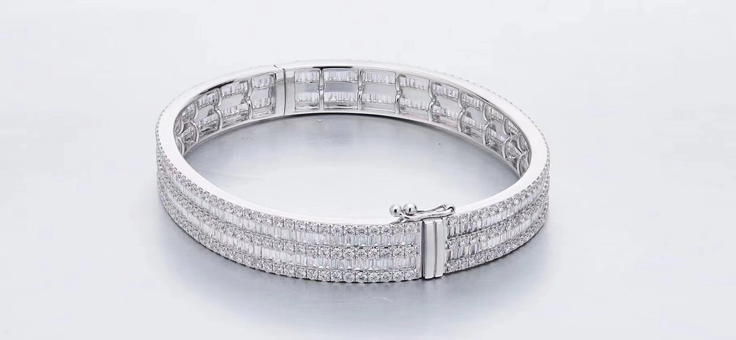 Exquisite Double Row T-Square Bracelet - Premium Jewelry - White Diamond Bracelet