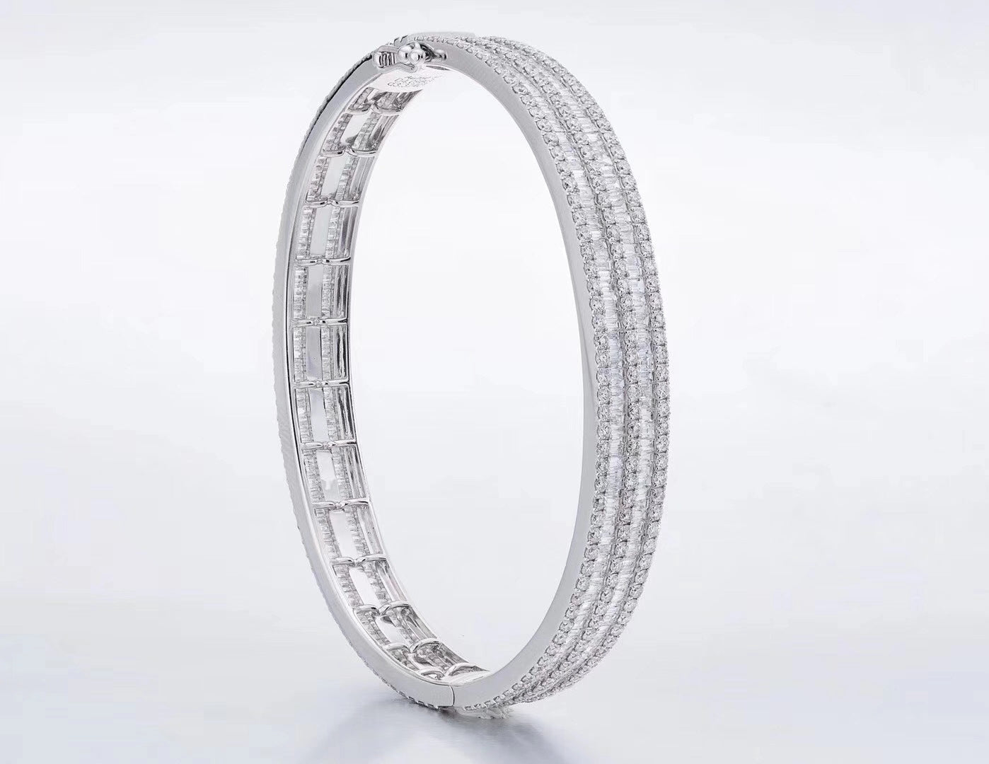 Exquisite Double Row T-Square Bracelet - Premium Jewelry - White Diamond Bracelet