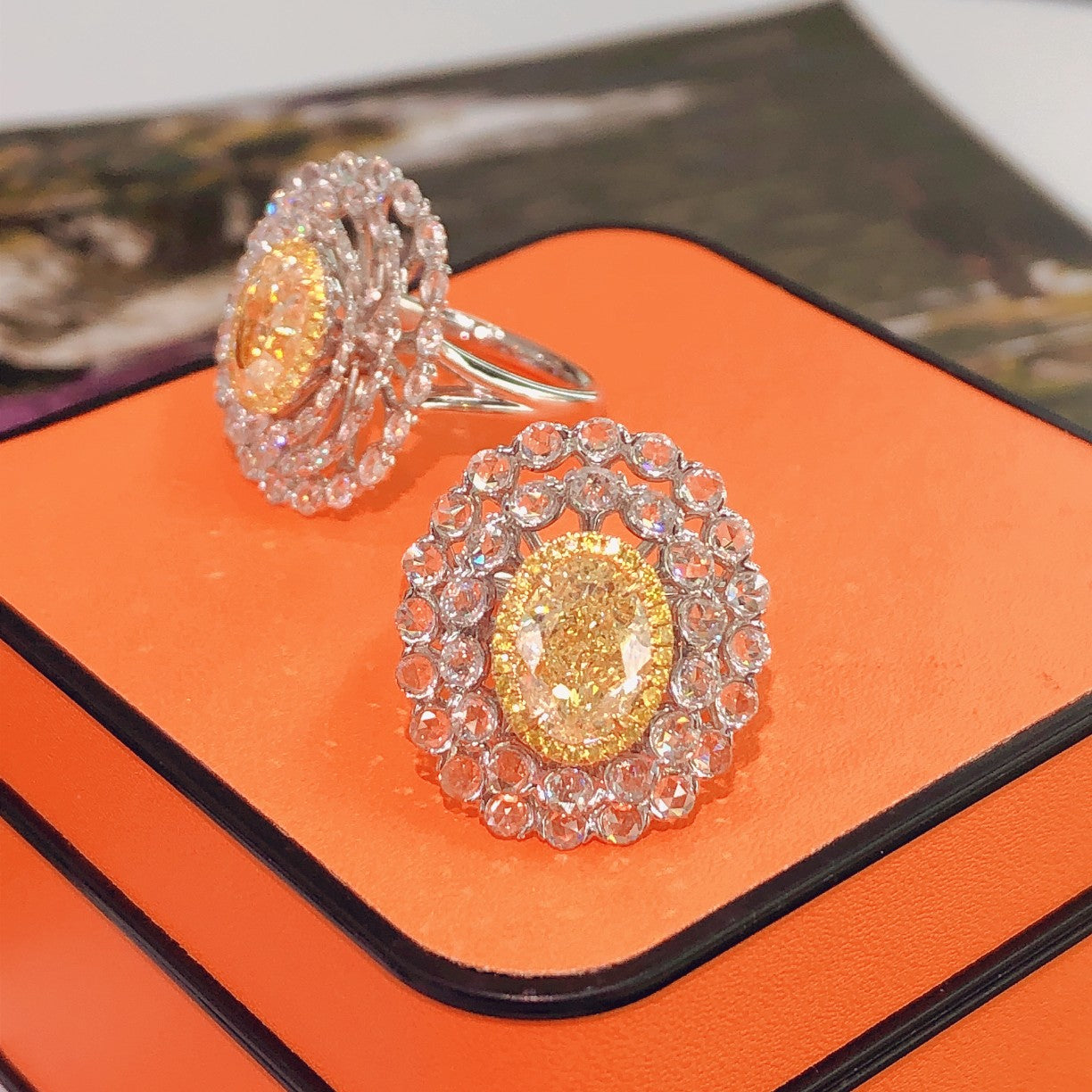 Exquisite Elliptical Diamond Rings - Premium Jewelry Collection - Yellow Diamond Ring