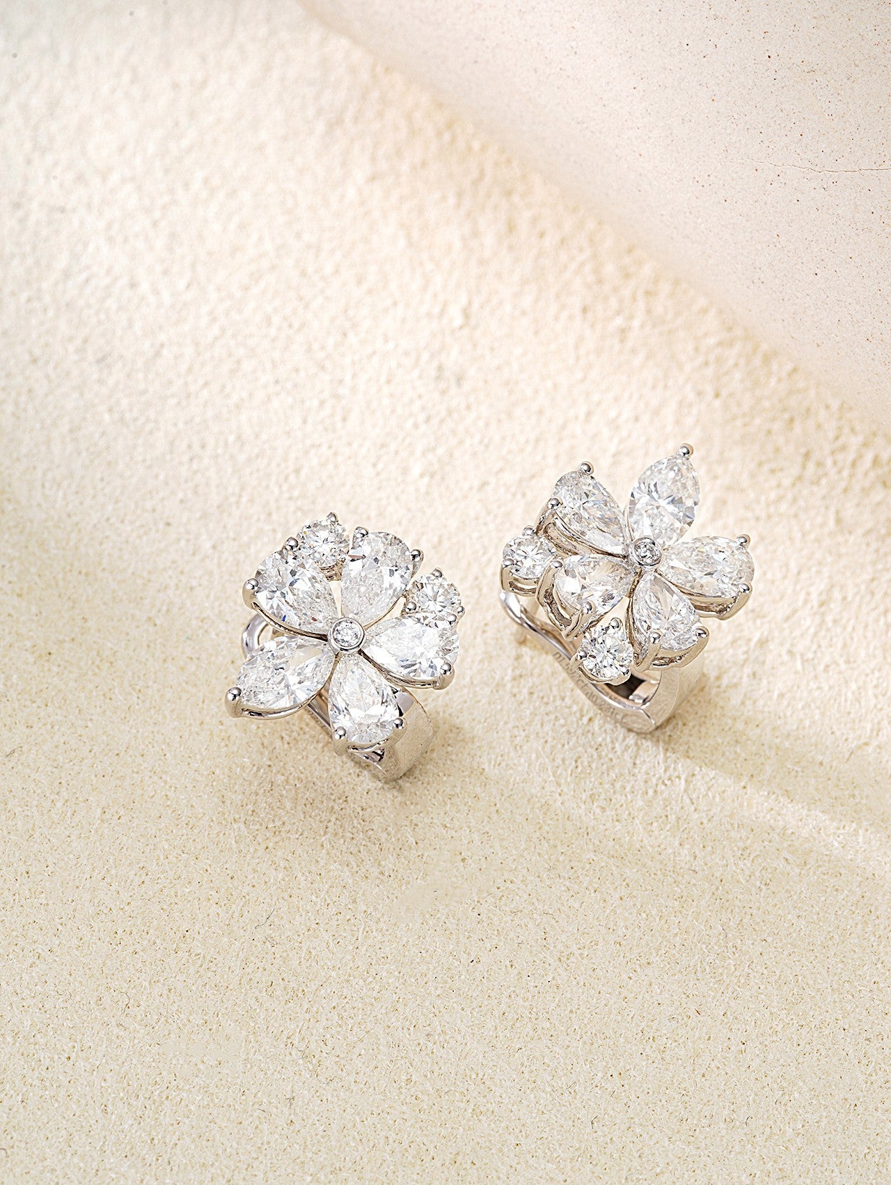 Exquisite Five-Flower Round Diamond Earrings - Luxury Jewelry - Jeweler.Jewelry