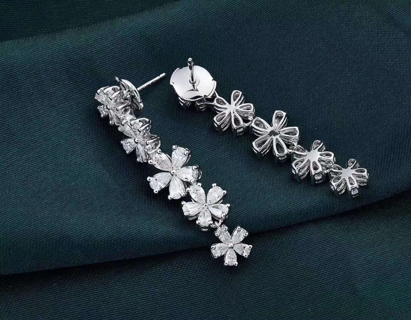 Exquisite Five-Flower Water Drop Earrings - Premium Jewelry - Jeweler.Jewelry