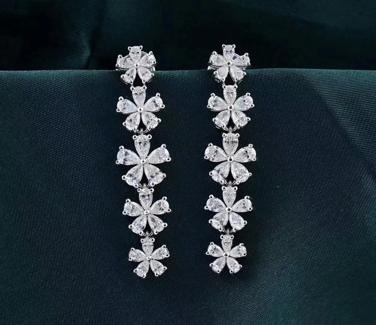 Exquisite Five-Flower Water Drop Earrings - Premium Jewelry - Jeweler.Jewelry