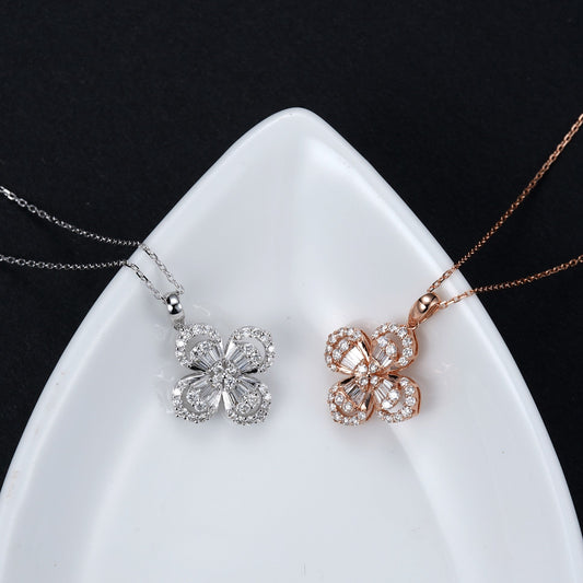 Exquisite Four-Leaf Clover Pendant Jewelry - White Diamond Pendant