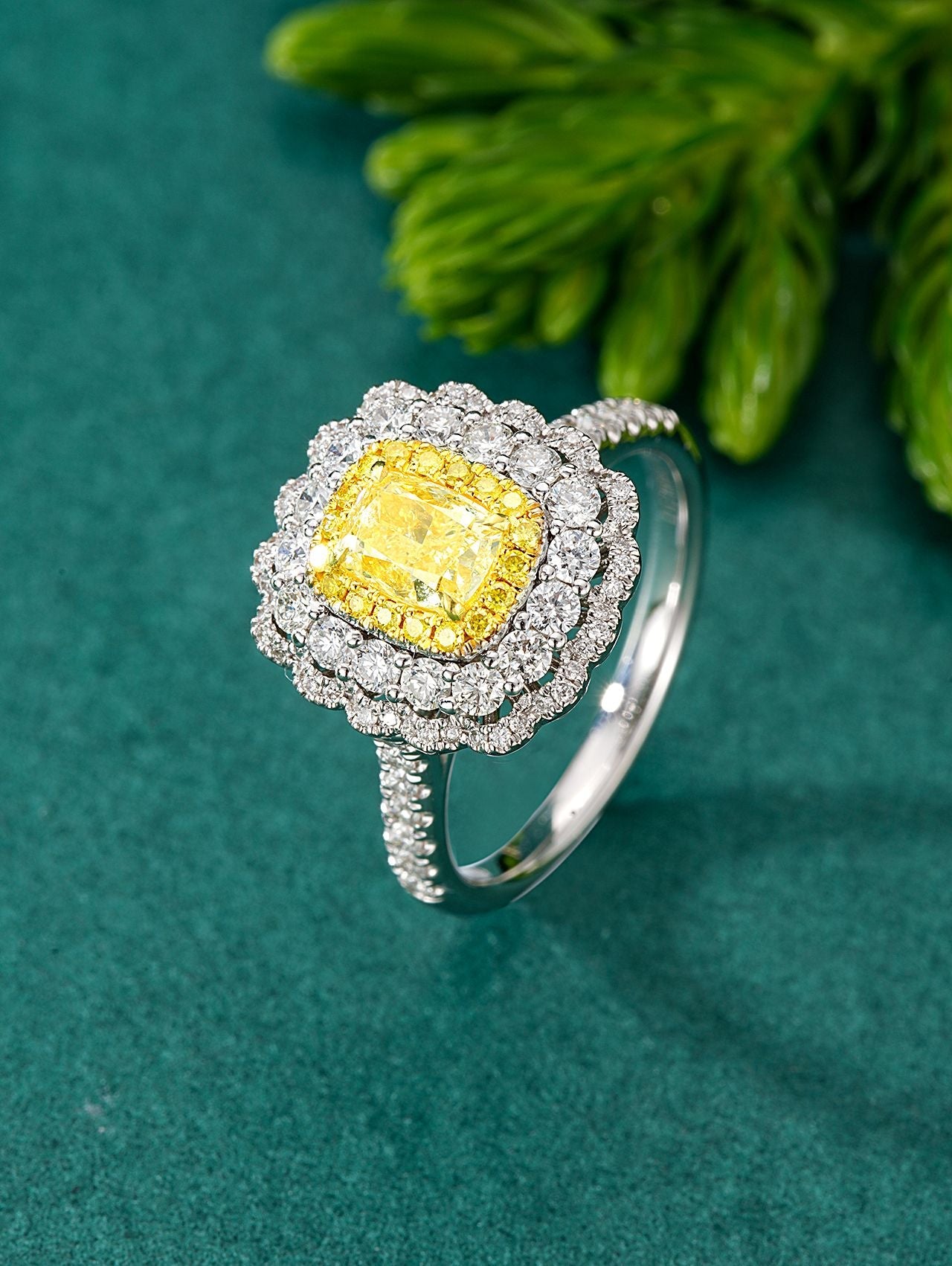 Exquisite克拉黄钻围枕双戴戒指 - Luxury Jewelry Collection - Yellow Diamond Ring