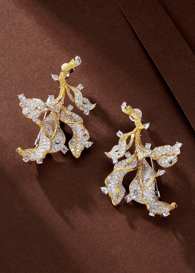 Exquisite Leaf Earrings with Diamond Accent - A Must-Have Jewelry Piece Jeweler.Jewelry