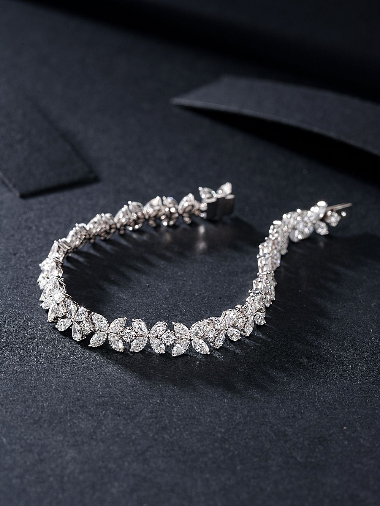 Exquisite Marquise and Teardrop Four-Leaf Clover Bracelet - Fine Jewelry - White Diamond Bracelet