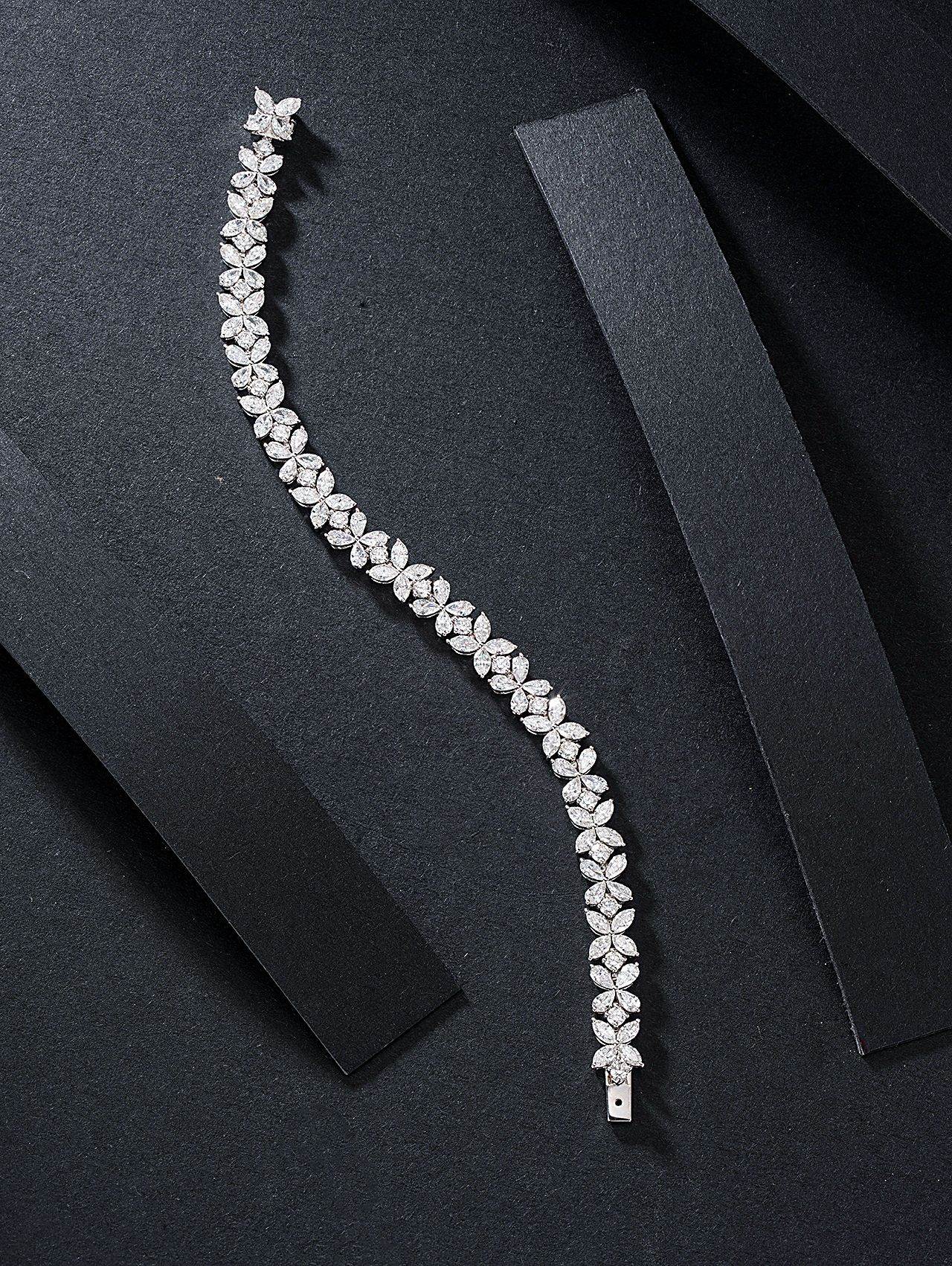 Exquisite Marquise and Teardrop Four-Leaf Clover Bracelet - Fine Jewelry - White Diamond Bracelet