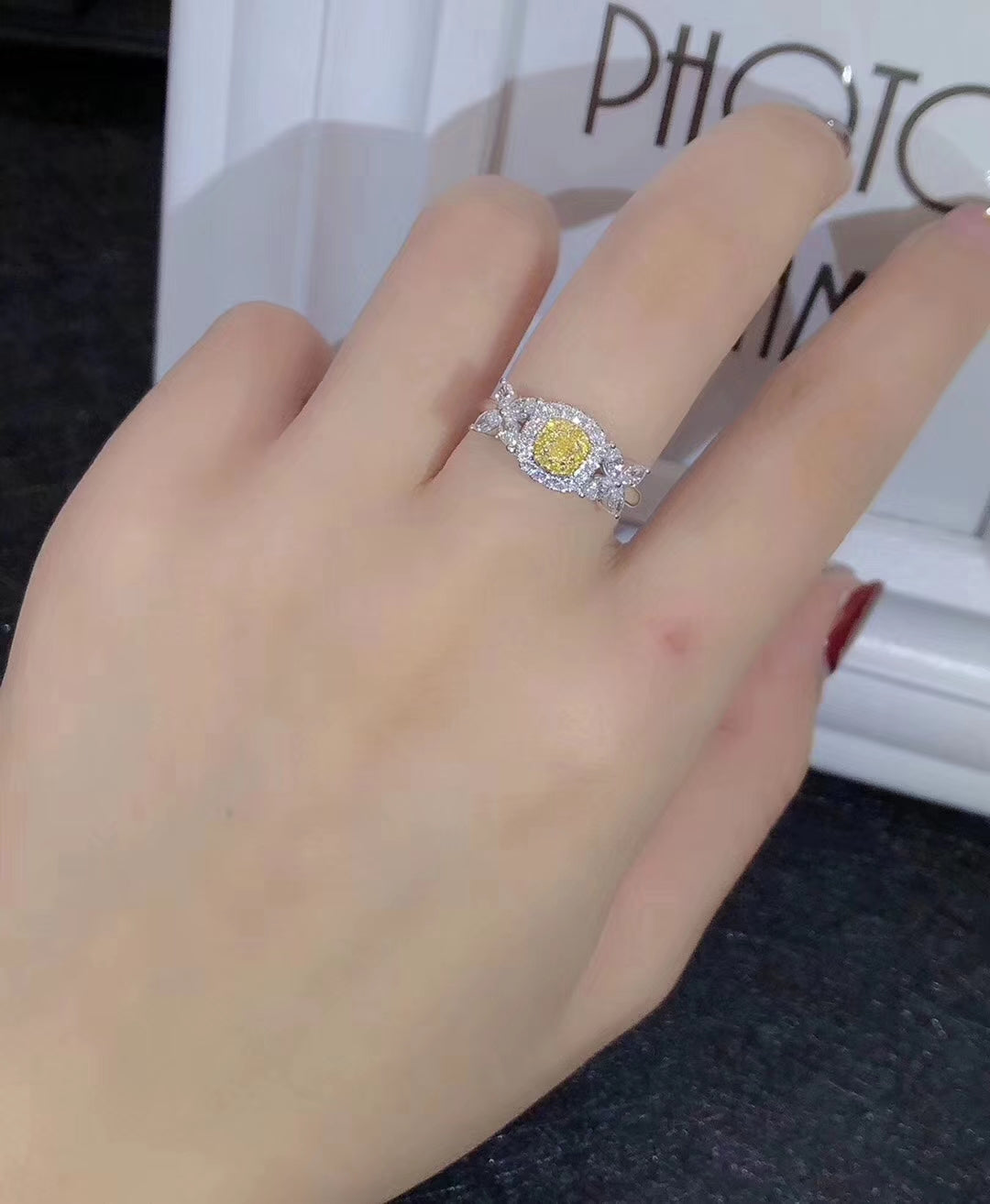 Exquisite Marquise-Cut Yellow Diamond Ring - Luxury Jewelry - Yellow Diamond Ring