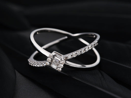 Exquisite Mini Ice Rock X Ring - Luxurious Jewelry Collection - White Diamond Ring