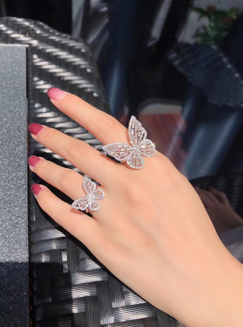 Exquisite Openwork Butterfly Ring - Fine Jewelry Collection - White Diamond Ring