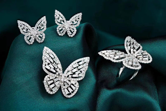 Exquisite Openwork Butterfly Ring - Premium Jewelry - White Diamond Ring