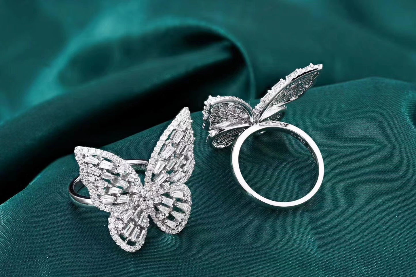 Exquisite Openwork Butterfly Ring - Premium Jewelry - White Diamond Ring