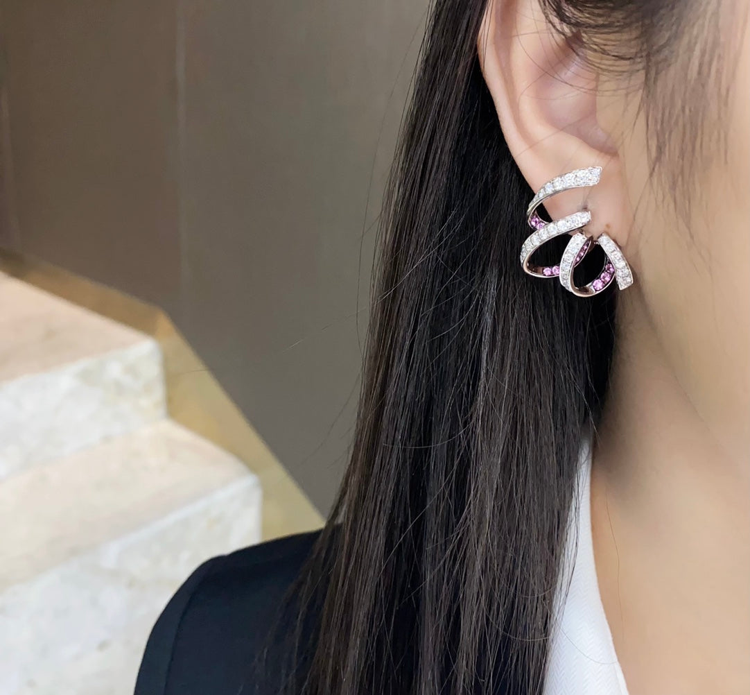 Exquisite Pink Sapphire Ribbon Earrings - Fine Jewelry Jeweler.Jewelry