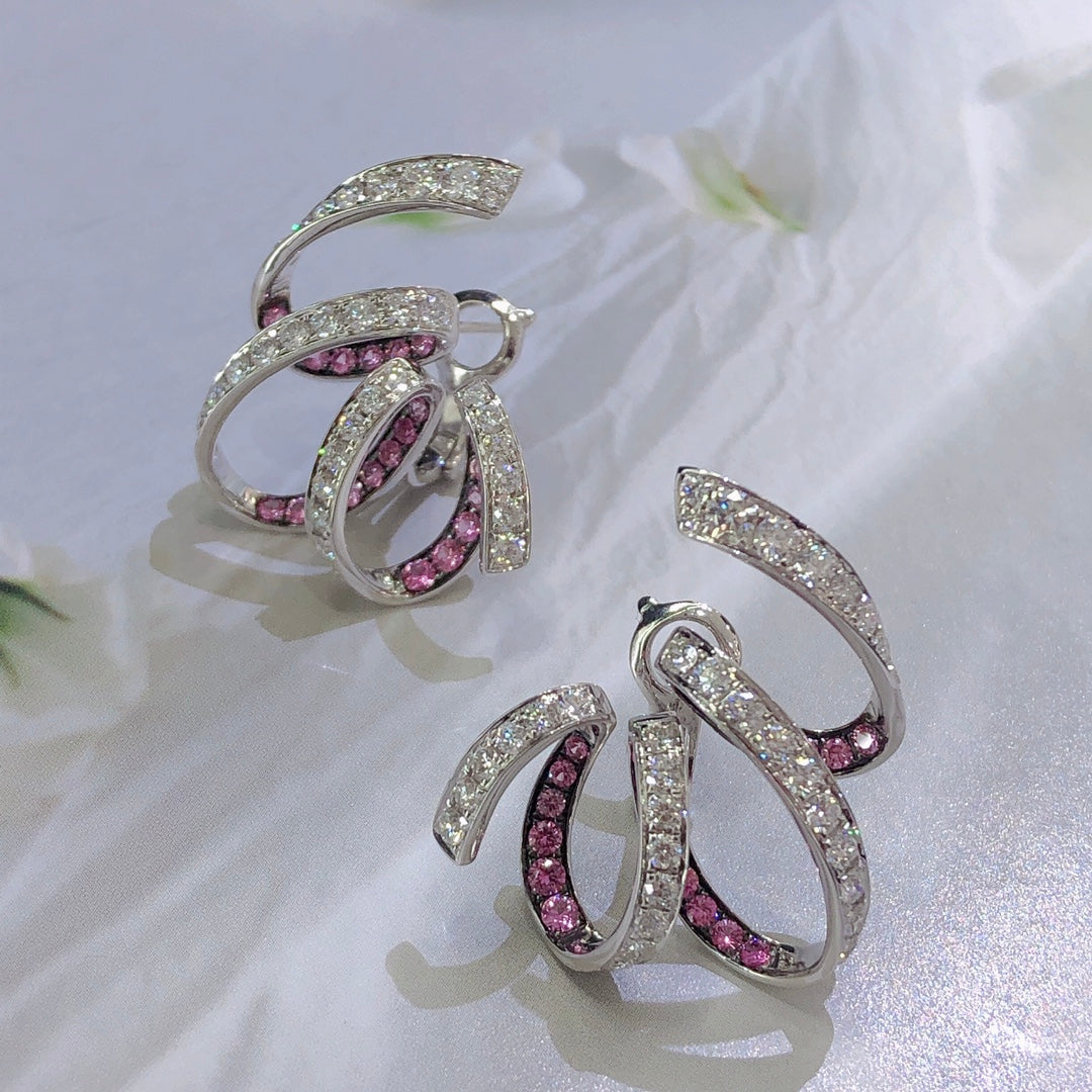 Exquisite Pink Sapphire Ribbon Earrings - Fine Jewelry Jeweler.Jewelry