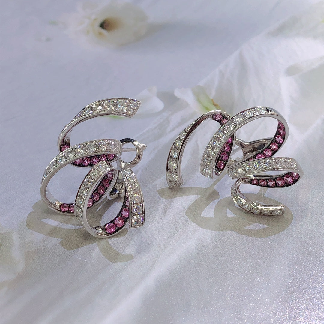 Exquisite Pink Sapphire Ribbon Earrings - Fine Jewelry Jeweler.Jewelry