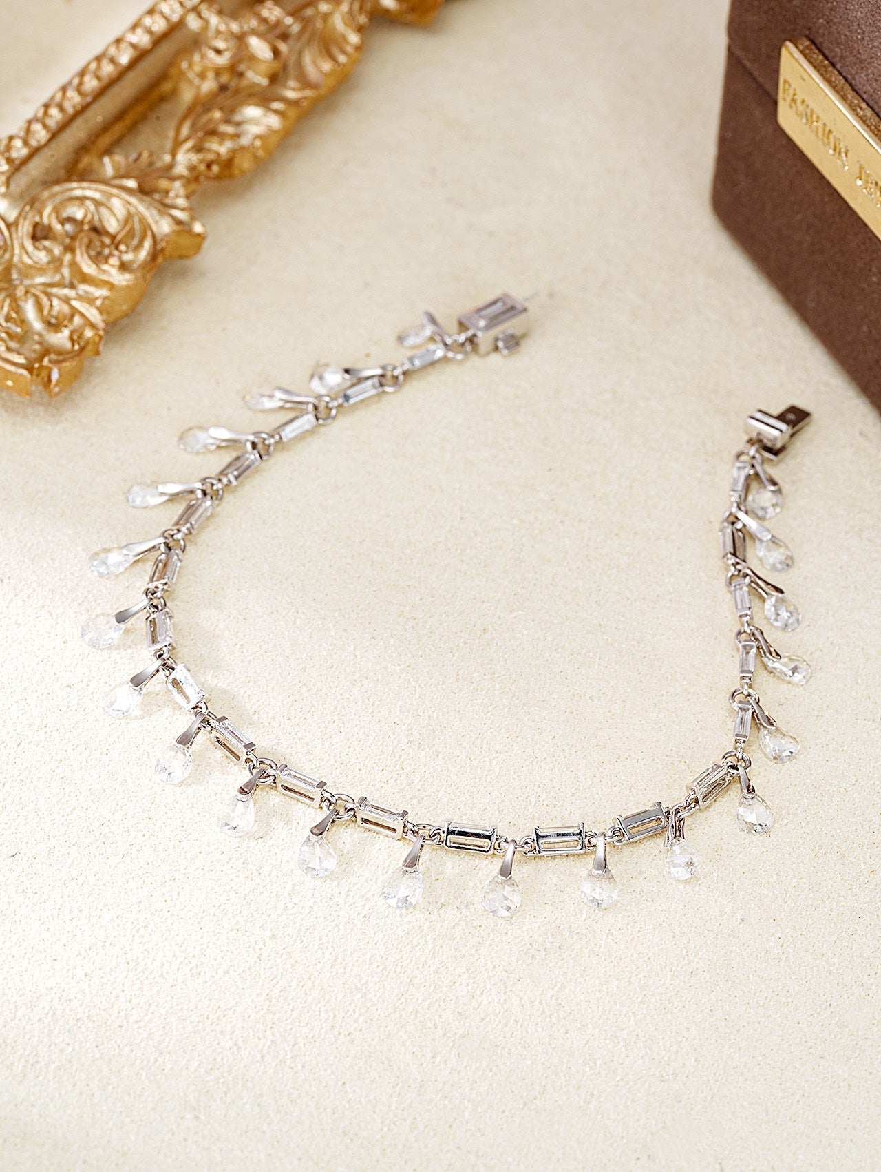 Exquisite Rose-Cut Diamond Dewdrop Bracelet - Fine Jewelry - White Diamond Bracelet