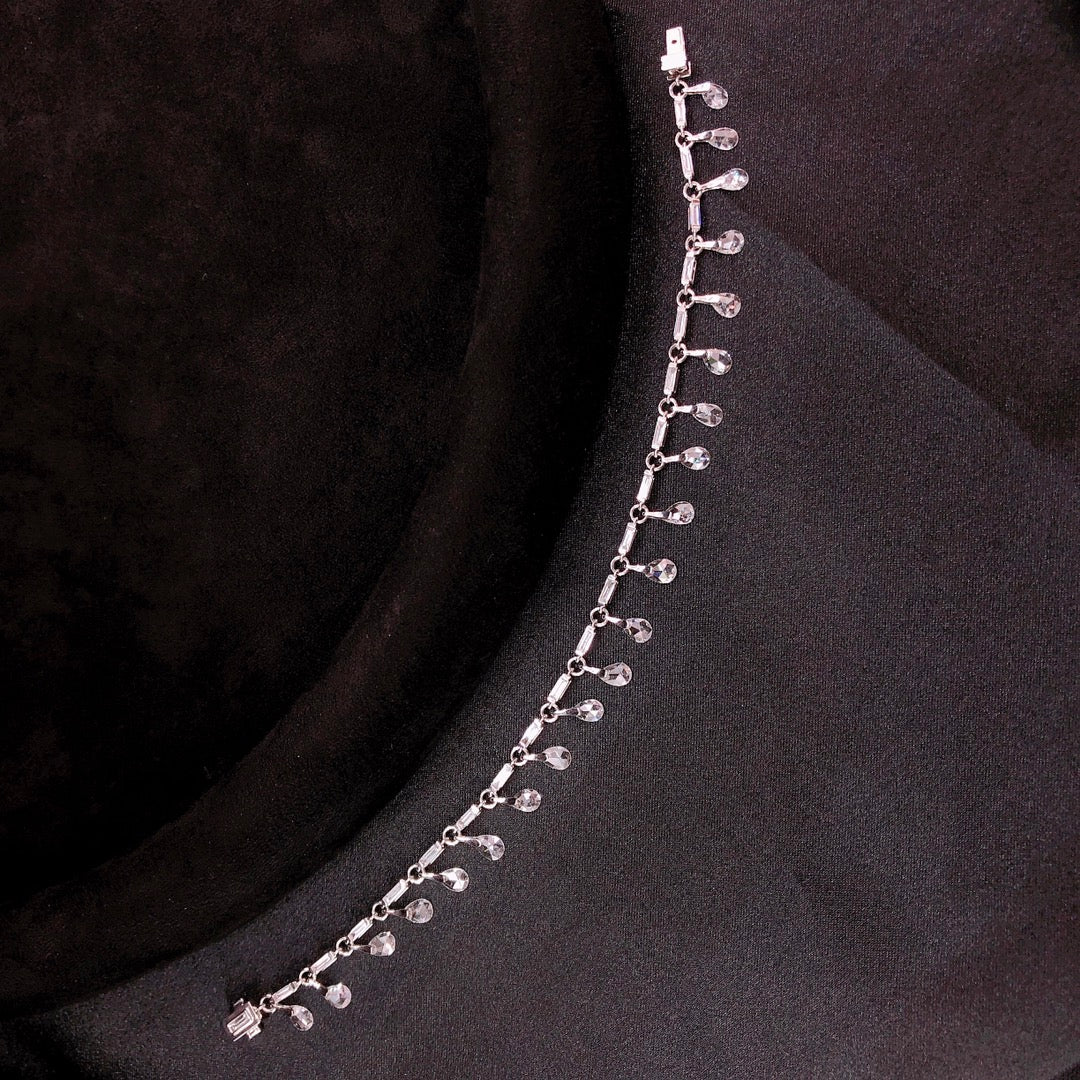 Exquisite Rose-Cut Diamond Dewdrop Bracelet - Fine Jewelry - White Diamond Bracelet