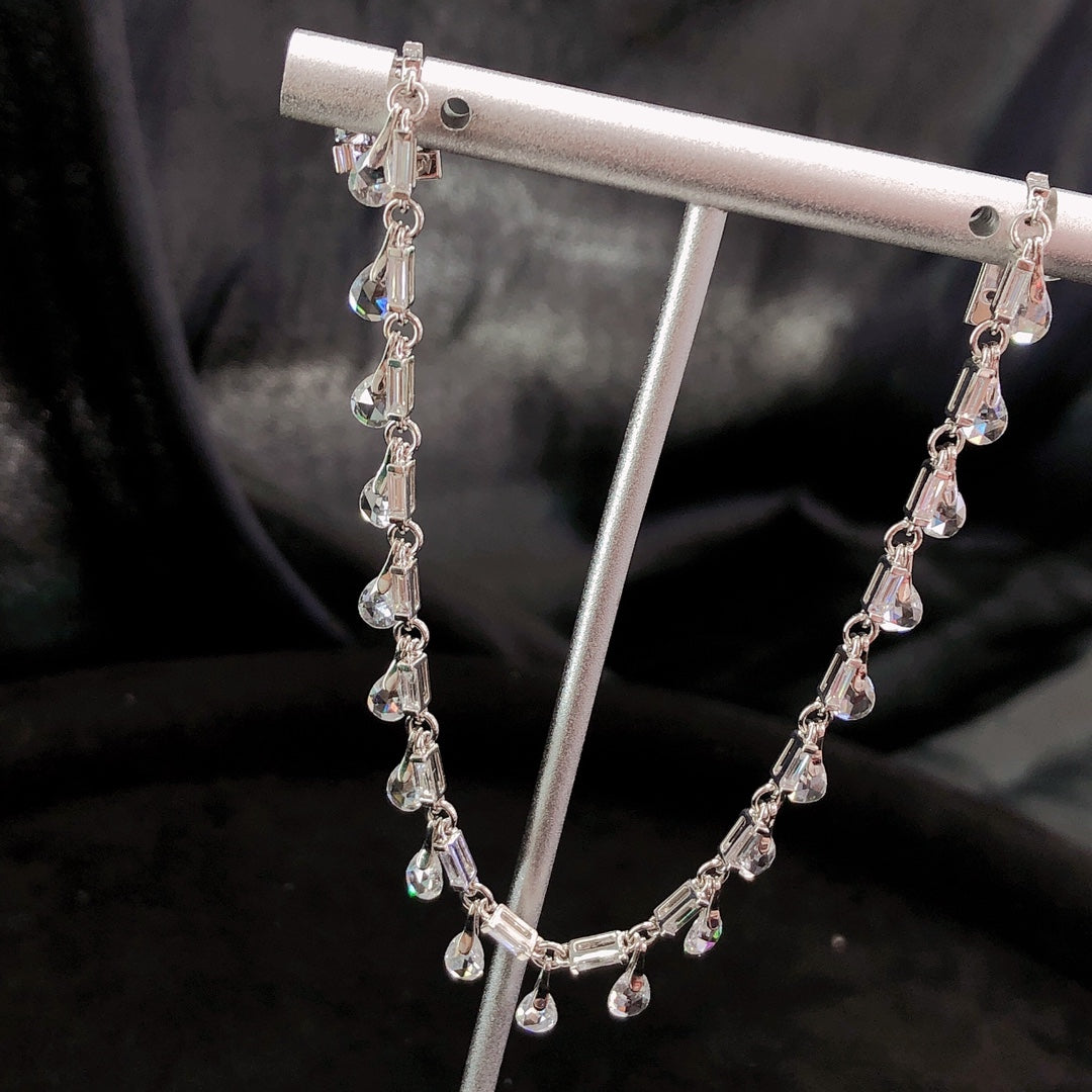 Exquisite Rose-Cut Diamond Dewdrop Bracelet - Fine Jewelry - White Diamond Bracelet