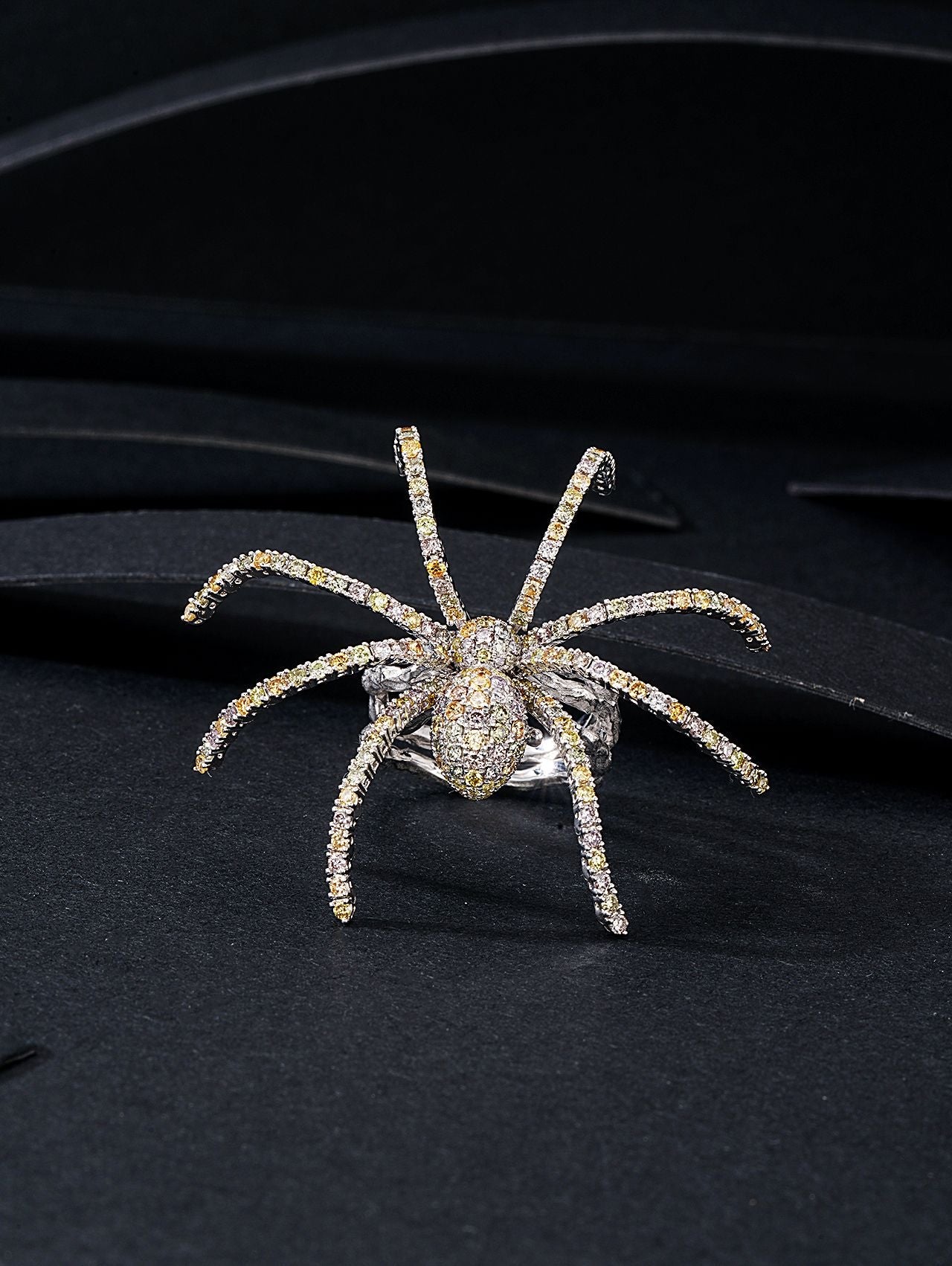 Exquisite Seven-Colored Spider Dual-Wear Ring | Unique Jewelry Piece - White Diamond Ring