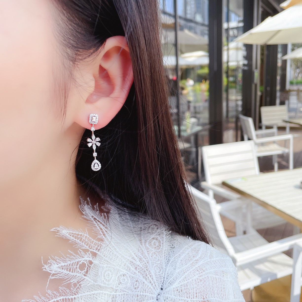 Exquisite T-Shaped Water Drop Flower Earrings in Jewelry Collection - Jeweler.Jewelry