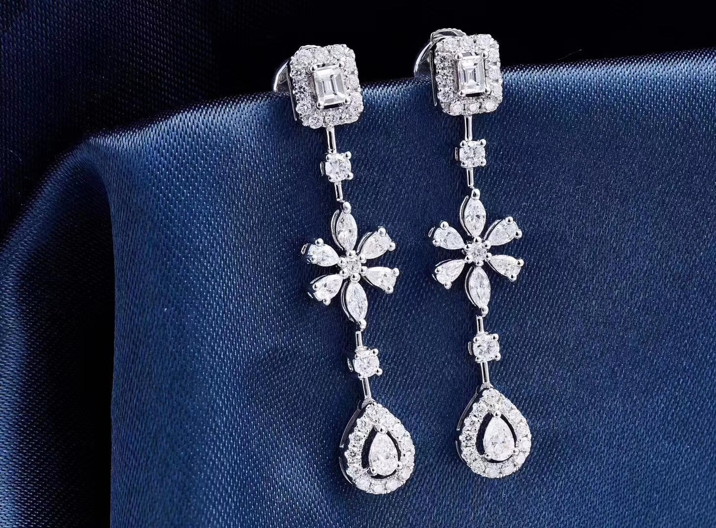 Exquisite T-Shaped Water Drop Flower Earrings in Jewelry Collection - Jeweler.Jewelry