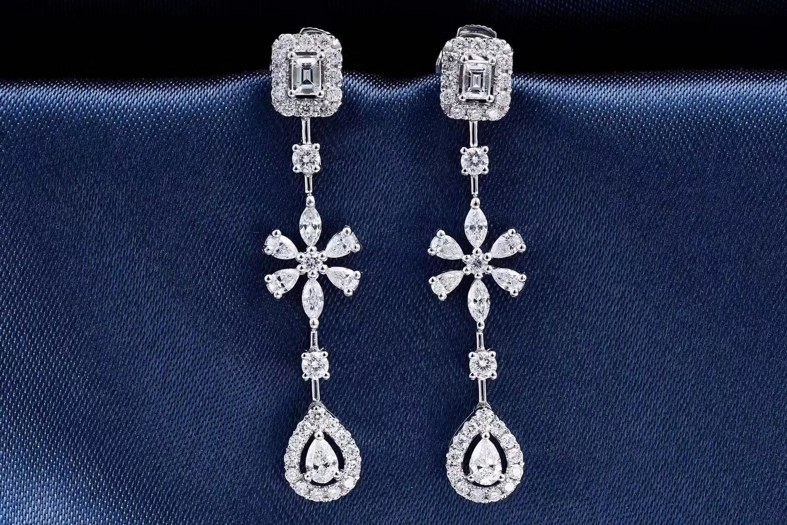 Exquisite T-Shaped Water Drop Flower Earrings in Jewelry Collection - Jeweler.Jewelry