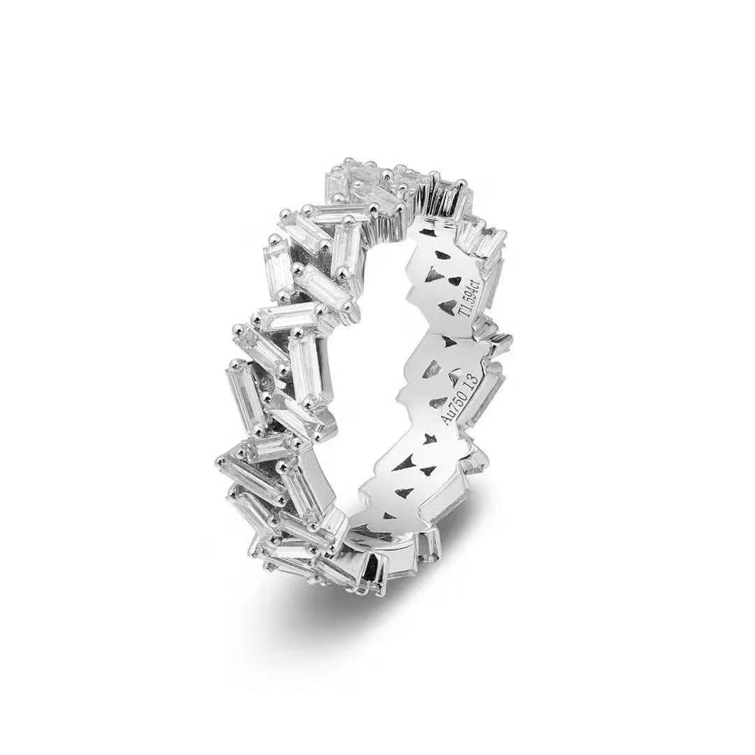 Exquisite T-Square & Y-Ladder Design Diamond Ring - Premium Jewelry - White Diamond Ring