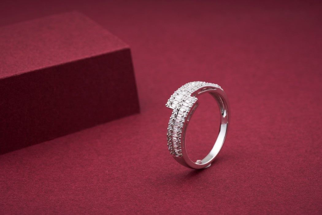 Exquisite Tiered Z Ring - Premium Jewelry Collection - White Diamond Ring