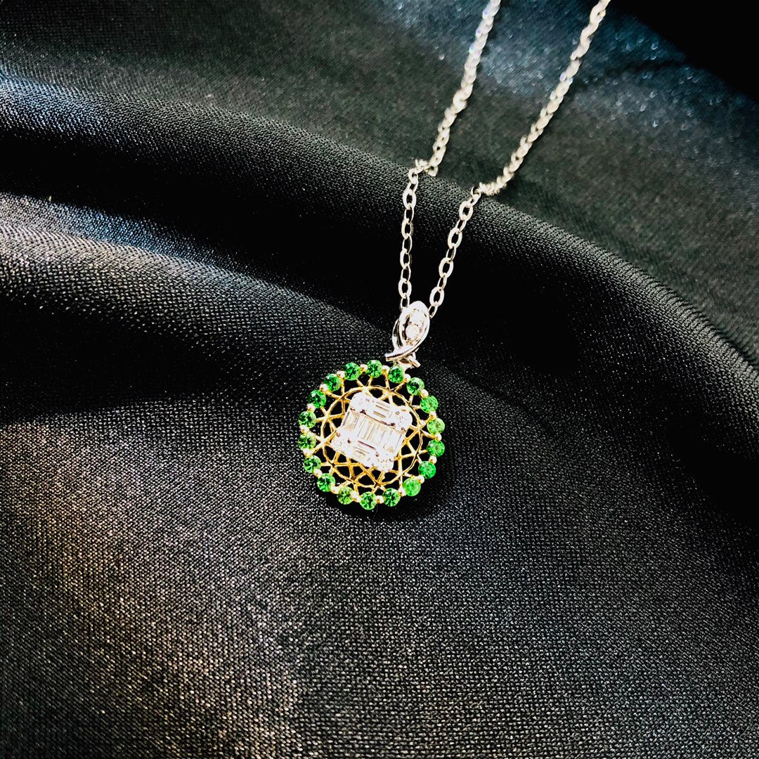 Exquisite Tsavorite and Diamond Pendant Necklace - Fine Jewelry - Chevrolet pendant