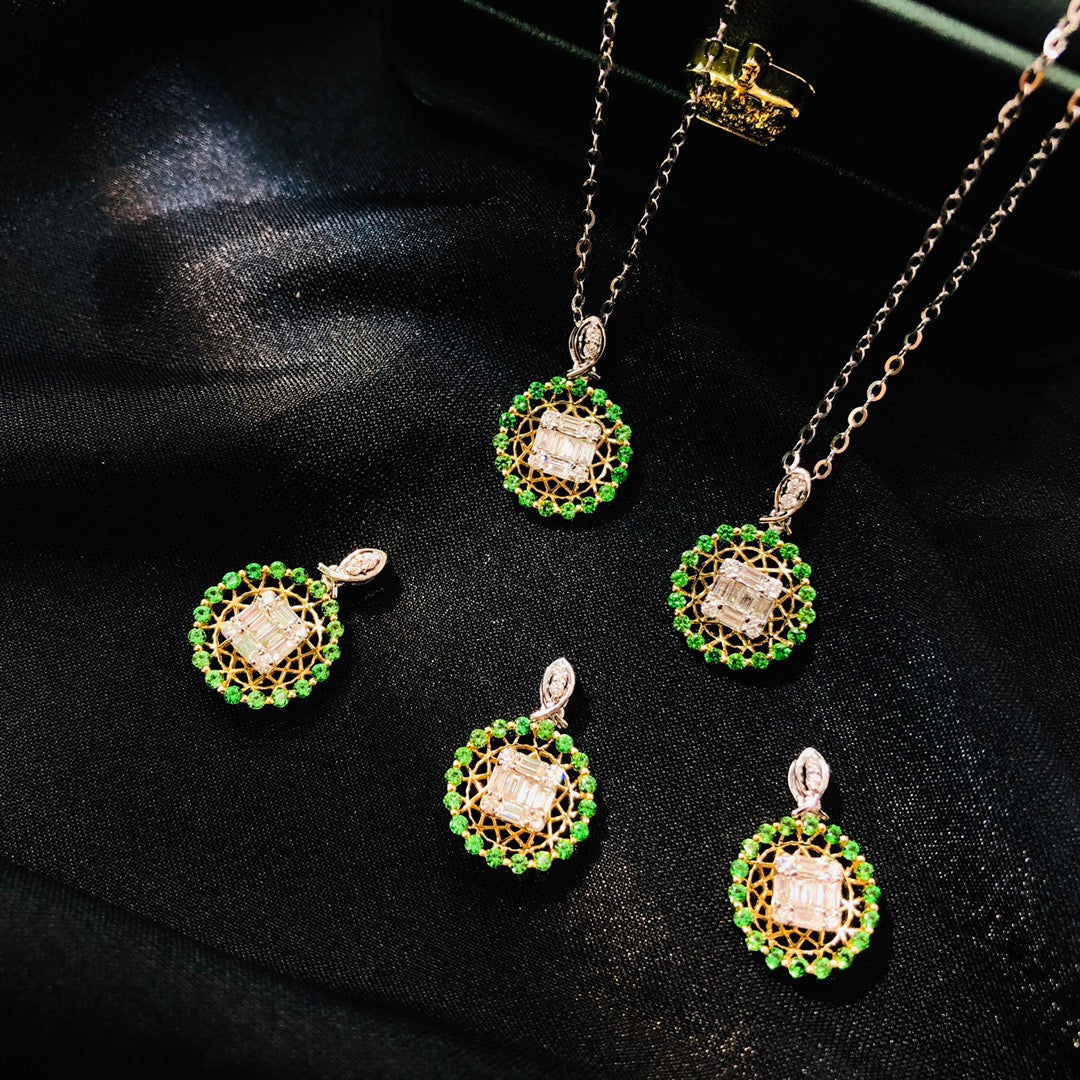 Exquisite Tsavorite and Diamond Pendant Necklace - Fine Jewelry - Chevrolet pendant