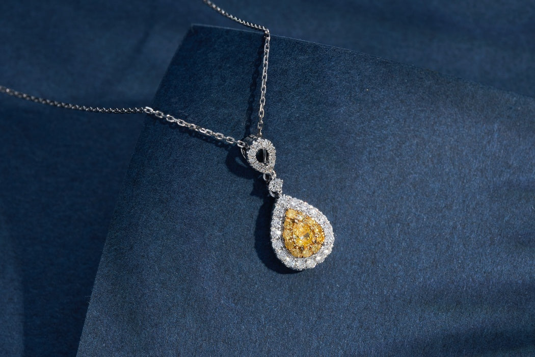 Exquisite Yellow Diamond Round Drop Pendant Jewelry - Yellow Diamond Pendant