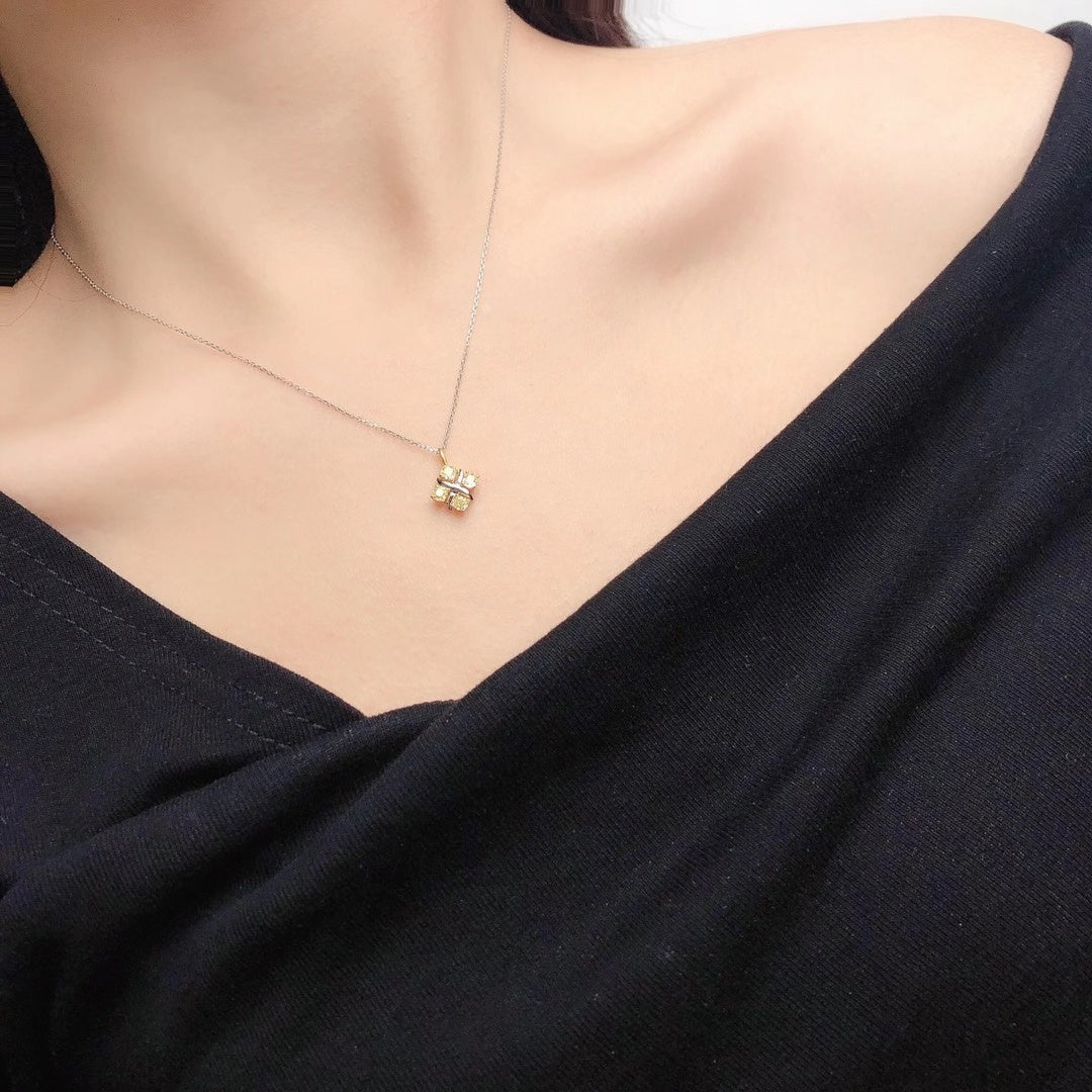 Exquisite Yellow Diamond X Pendant Jewelry - Yellow Diamond Pendant