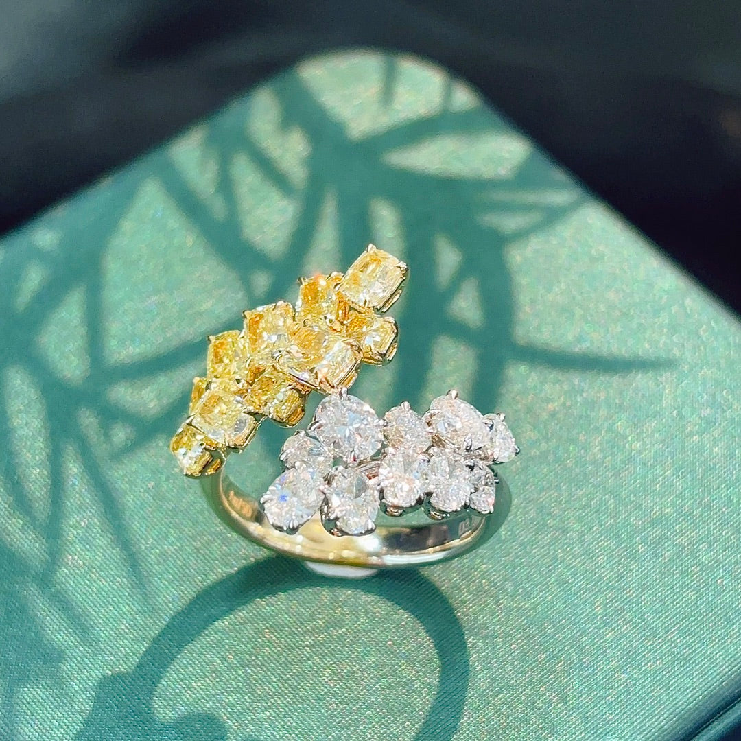 Fancy Color Diamond Oval Pillow Branch Ring - Unique Jewelry Piece Jeweler.Jewelry