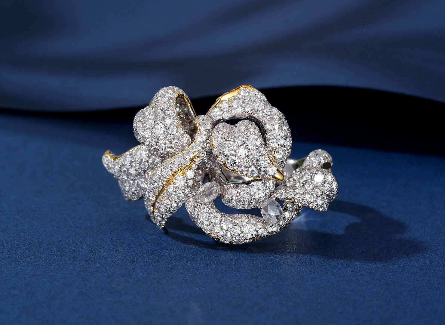 Flower Cluster Ring - Premium Jewelry Piece - White Diamond Ring